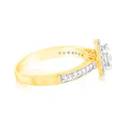 14ct Yellow Gold 1 Carat Brilliant Cut Diamond Halo Solitaire Ring with Diamonds on Shank