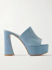 [Gianvito Rossi] Gianvito Rossi - Holly 70 Denim Platform Mules - Light denim - IT39 IT 39 Blue
