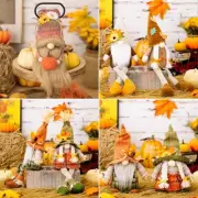Fall Gnomes Plush Elf Dwarf Doll with Pumpkin Thanksgiving Ornaments Party Decor