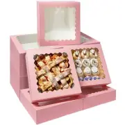 20pcs Pink Pie Boxes 12x12x3 inches Easy Assemble Macaroon Cookie Boxes Baker...