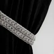 Light Gray Curtain Tiebacks Pair of Tie Backs Handmade Crochet Knit Modern Basic