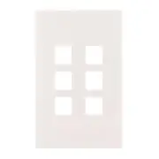 EATON 9554WS ASPIRE MODULAR KEYSTONE WALL PLATE, 6-PORT, SATIN WHITE