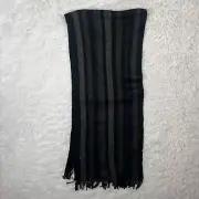 Geoffrey Beene Gray/Black Striped 100% Acrylic Scarf 54" X 11" NWT