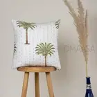 Green Palm Tree Kantha Print Hand Block Indian Cotton Cushion Cover Pillow Case