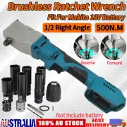 Brushless Ratchet Wrench Right Angle 1/2'' Socket Set For Makita 18V Battery