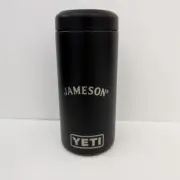 YETI Rambler 12 oz Colster Slim Can Insulator Black Jameson Whiskey Branding NEW