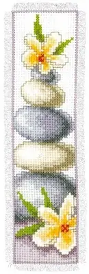 Vervaco Cross Stitch Bookmark Kit Pebbles and Petals 2.4" x 8"