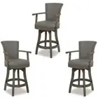 Home Square 3 Piece 27" Counter Height Bar Stool Set with Wood Frame in Grey