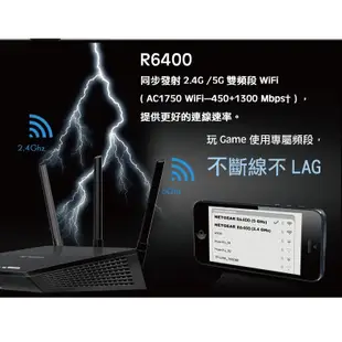 資訊斬 Netgear R6400 11ac 1750M極速 GIGA 雙頻 WIFI無線寬頻分享器