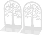 2X Bookends Desktop Organizer Sturdy Nonskid Bookshelf Dividers Book Stopper for Table Shelves Kids Room Magazines Recipes, White
