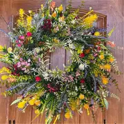 Mardi Gras 2024 Spring Wreath On The Outdoor Front Door Welcomes Summer Flowers, Weather Proof Green Year-round Wreath, Home, Rural Outdoor Interior D