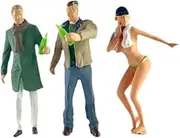 EHJRE 3 Pieces 1/64 Diorama Figures Table Decoration Hand Painted People Models