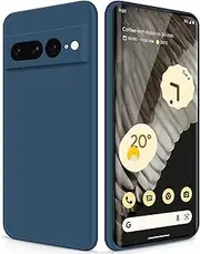 Silicone Case Compatible with Google Pixel 7 Pro, Full Body Silky Soft Touch Phone Case with Camera Protection, Shockproof Cover with Microfiber Lining, Blue