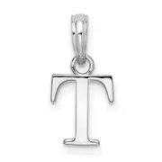 Sterling Silver Rhodium-Plated Polished Block Initial -T- Pendant
