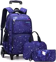 Mingzhe Kids Rolling Backpack for Boys Girls Luggage Wheeled Backpack Trolley School Bag Bookbag with Lunch Bag Pencil Bag