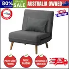 Sofa Bed Lounge Chair Linen Fabric Recliner Wood Leg Single Seat Grey