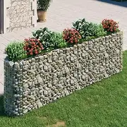 Raised Garden Bed, Elevated Planter Box Plant Container Gabion Galvanised Iron 330x50x100 cm