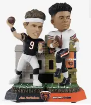 Jim McMahon & Justin Fields Chicago Bears Then and Now Bobblehead IN HAND