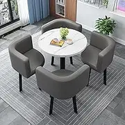 Negotiation Table and Chair Set,Office Reception Room Club Table,Simple Round Dining Table Set, Conference Tables,Coffee Table and Chair Set (Color : 5, Size : 23.6in/60cm)