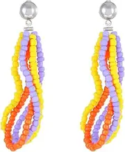 [Rrdaily] Boho Colorful Beaded Earrings for Women Teen Girls,Vintage Mixed Color Multi-Layer Beaded Dangle Earrings,Charming Daily Jewelry Gift