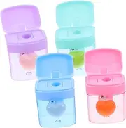 OFFSCH 4pcs Mini Heart Pencil Sharpener Single Hole School Supplies Handheld Portable Multi-use for Home School Office Colorful
