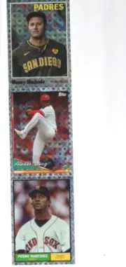 3 CARD LOT 2024 TOPPS BUBBLE REFRACTOR MANNY MACHADO ALEXIS DIAZ & PEDRO MARTINE