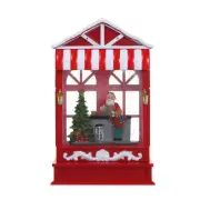 SINT Bronze Lighted Snow Globe Lantern, Santa Claus Scene, USB/Battery