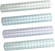 Automobile Positioning Transfer Film 4 Sheets Pet Adhesive Transfer Tape Grid Pattern Easy to Use Automotive Sticker Accessories