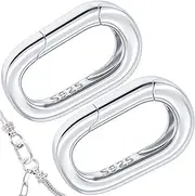 HINZIC 2pcs 925 Sterling Silver Clasps, 11x7mm Tiny Oval Necklace Shortener Enhancer, Spring Carabiner Snap Clip Lock, Wedding Ring Connector for Women Bracelet Jewelry Making