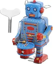 Antique Tinplate Robot Drum Toy Wind up Robot Toy Clockwork for Adults Collectors Present