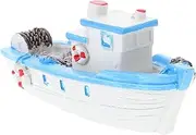 Amosfun Vintage Style Resin Boat Decor Mini Boat Toy for Desktop Shelf or Bathroom Nautical Ornament