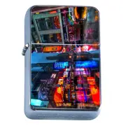 Windproof Refillable Flip Top Oil Lighter New York D9 Skyline Brooklyn Bridge