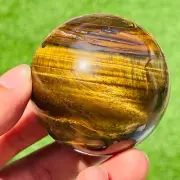 235g Natural Gold Tiger's-eye Sphere Crystal Ball Specimen Healing