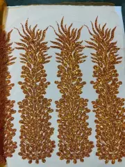 3D Peacock Beaded Feathers Embroidered Sequins Bead Vegas Design By Panel