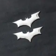 2x Bat Chrome Silver Metal Emblem Decal Badge Sticker Motors Diesel Turbo V6 SUV (for: Porsche)