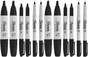 Permanent Markers 12 Pack Assorted Sizes Ultra Fine Tip Fine Tip and Chisel T...