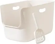 B Baosity Cat Litter Box, Open Top, Semi Closed, Splashproof with Scoop Litter Pan High Sided for Rabbits Hamsters Kitty Small Animals, XL