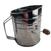Crate & Barrel Flour Sifter Stainless Steel With Wood Crank Handle 5 Cups New