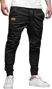 [Generic] Cargo Joggers Pants for Men Slim Fit Elastic Waist Hiking Pants Drawstring Outdoor Casua Sweatpants Tapered Trousers