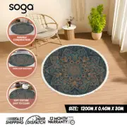 SOGA 120cm Mandala Pattern Round Area Rugs Living Room Anti-slip Doormat