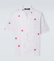 [Jacquemus] Jacquemus Checked cotton jacquard bowling shirt UK 17 white