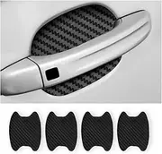 EZONEDEAL 4 Pieces Universal 3D Carbon Fiber Stickers Car Door Handle Scratch Protector Paint Sticker Auto Door Handle Scratch Cover Guard Protective Film- Car Door Handle Protector (Black)