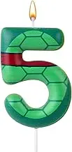 Turtle Shell Birthday Candle, Cartoon Turtle Themed Birthday Number Candle Green Turtle Birthday Cake Topper for Birthday Decoration (Number 5)