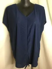AUTOGRAPH NAVY BLUE "BRODERIE STRETCH" KNOT TOP SZ 26-NEW REDUCED $