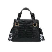 Crocodile PU Leather Single Shoulder Bag Ladies Handbag Messenger Bag (Black)