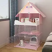 Cat Cage Playpen 3-Tier Cat Cages Indoor Large with Storage Shelf, Folding Metal Cat Crate with Roof and Door - DIY Pet Enclosure Large Exercise Place Ideal for 1-3 Cats - 29.5