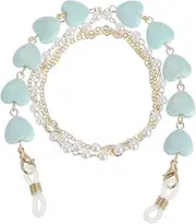 [sourcing map] Beads Eyeglass Chain, Pearl Glasses Strap Eyewear Retainer Chain Around Neck Sunglass Holder for Girls Women, Green Heart, Green, 70