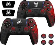 Anti-Slip Controller Skin for PS5 Controller, Accessories Compatible with PS5 Controller, Non-Slip Silicone Cover Case with Thumb Grip Gaps, Touch Pad Sticker and Cover Wrap Stickers 2 Pack