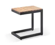 Balmoral Outdoor Aluminium and Teak Top Side Table - Outdoor Aluminium Tables - Charcoal