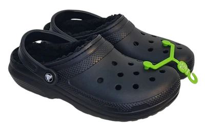 Crocs Classic Lined Clog M7/W9 Black Slip-on Faux Fur Fuzzy Warm Comfortable NWT